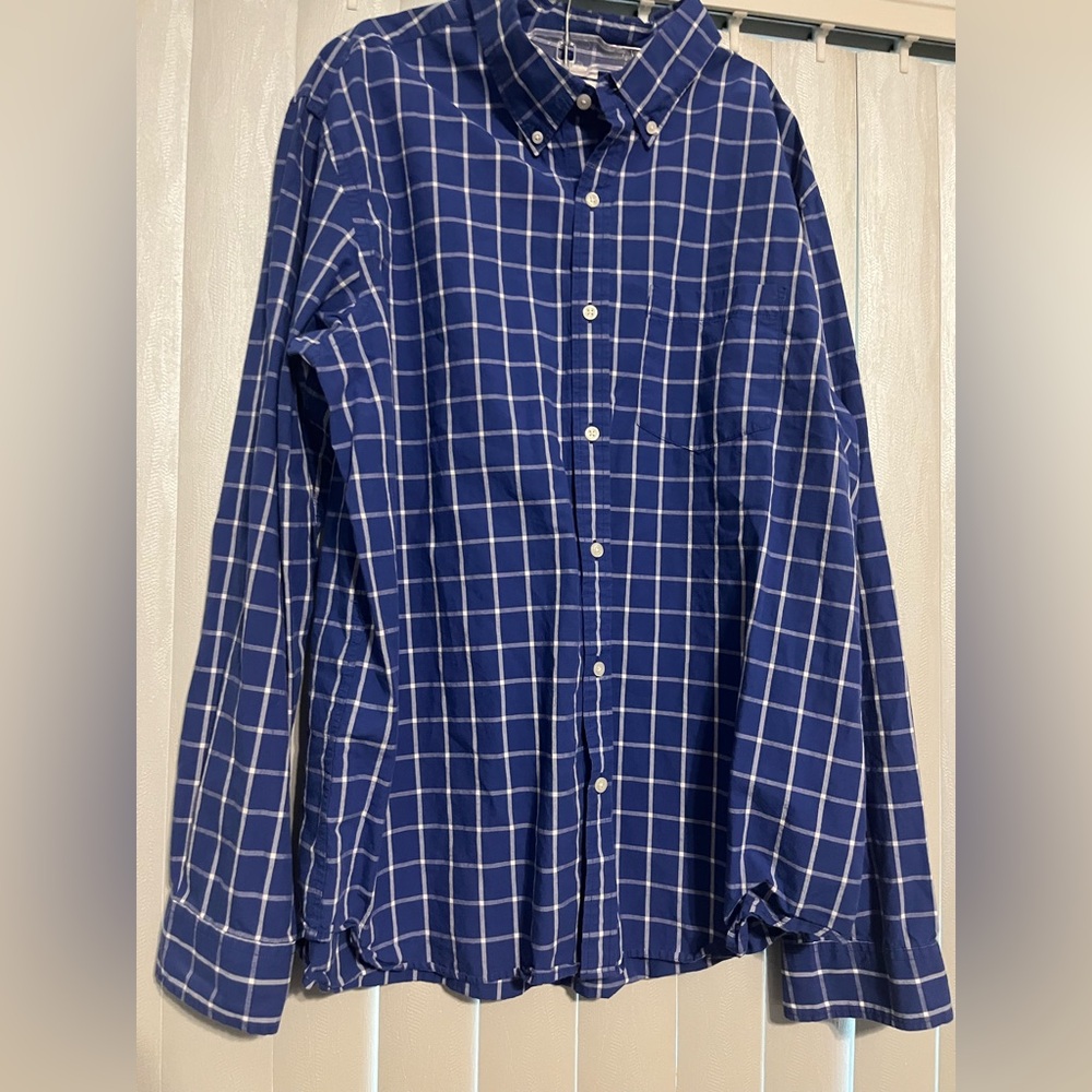 Old Navy Navy Blue Plaid Men's Shirt